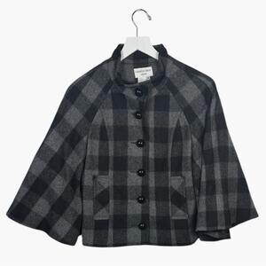 CHARLES GRAY LONDON Wool Checkered Vintage Flare Sleeve Coat W2102 Sz S